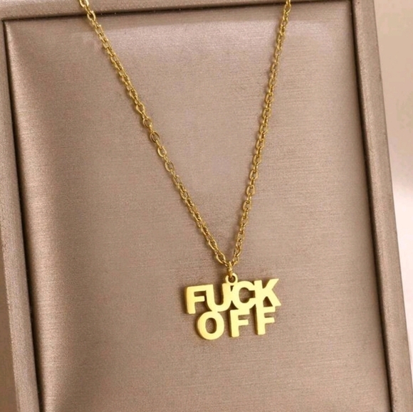 1Pc Rude Letter Pendant Gold Tone F*ck Off Necklace - Picture 1 of 4